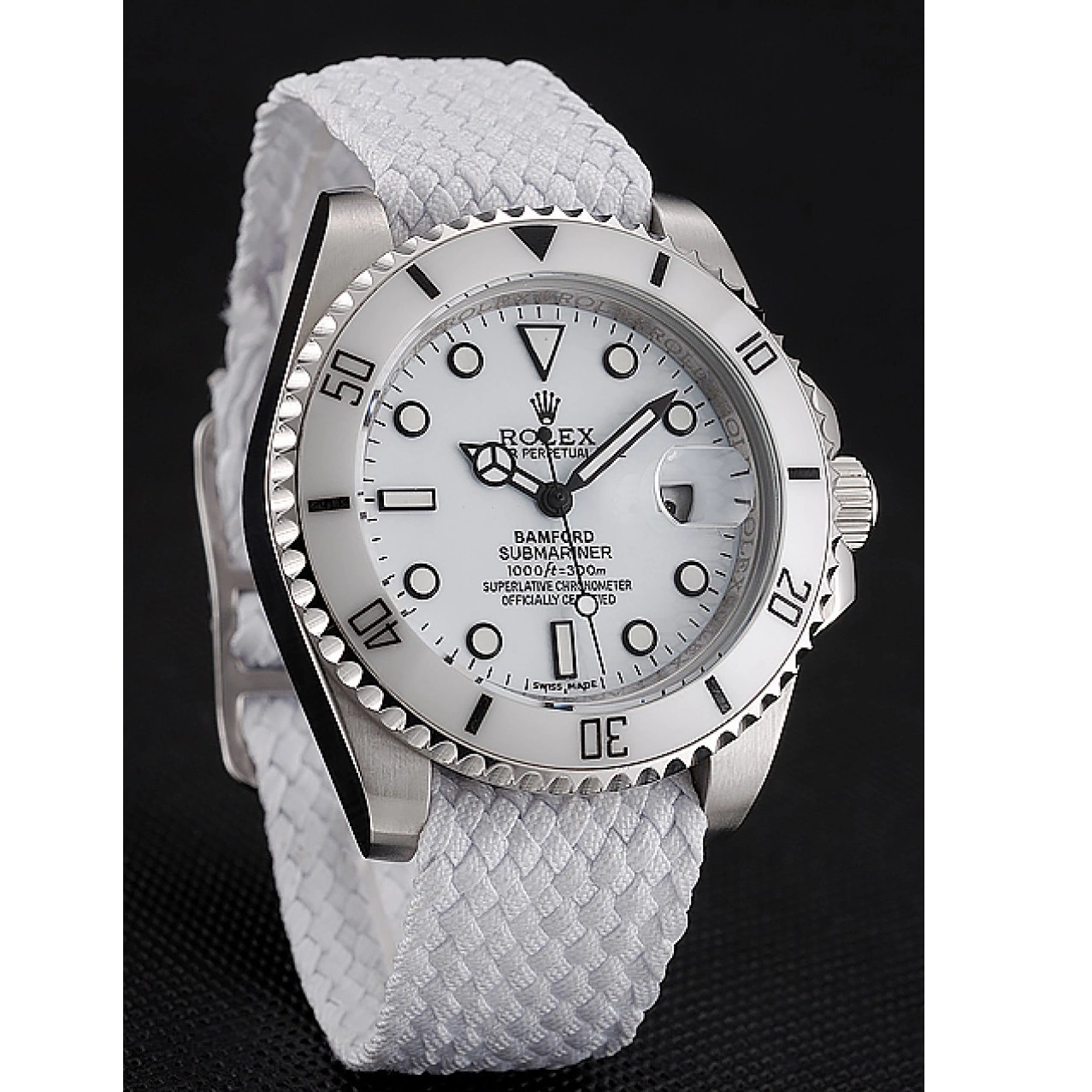 Best AAA Replica Sites White White Bamford Bracelet Submariner 1453867 Rolex Dial Fabric 0819
